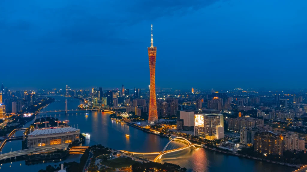 千库网 广州傍晚广州塔珠江航拍摄影图配图 摄影图编号234088