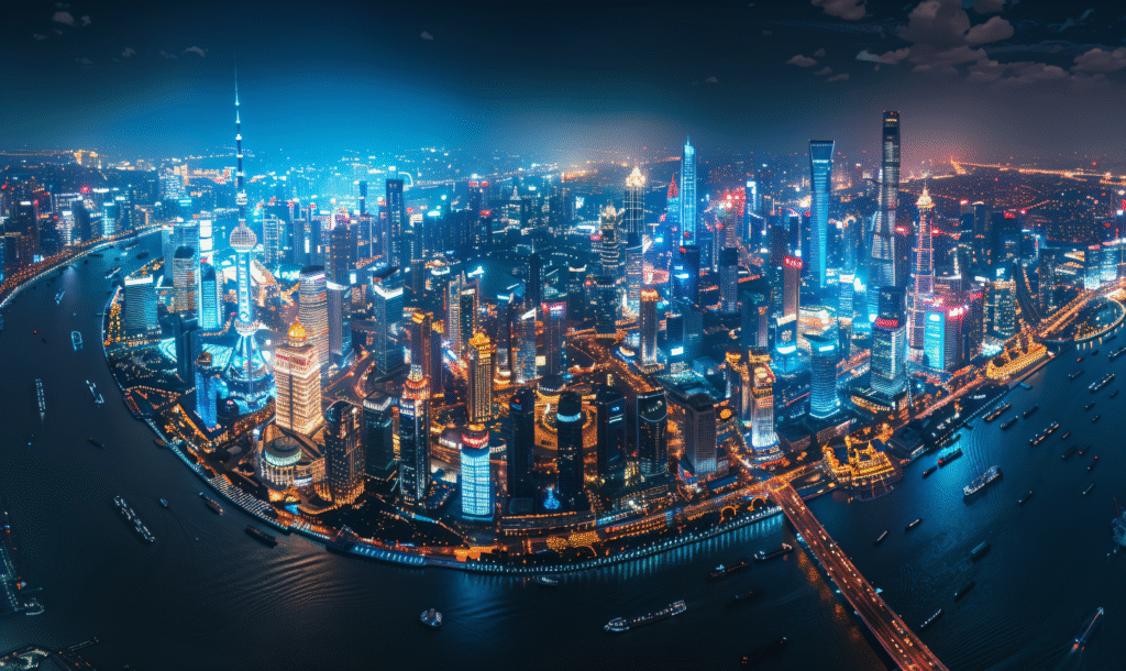 千库网 上海城市夜景俯拍 摄影图编号20619474