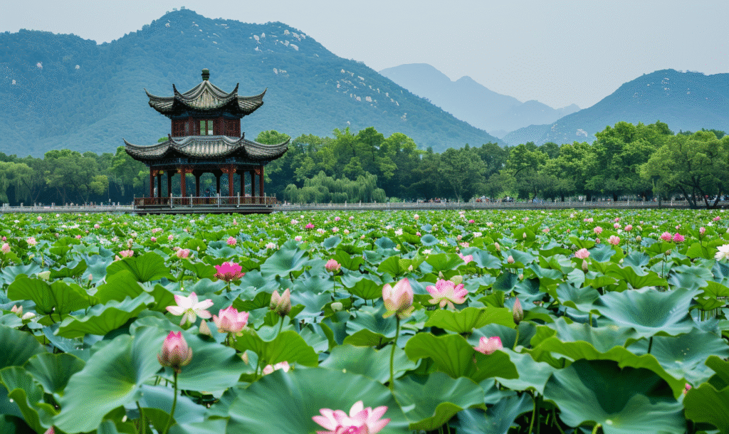 เว็บไซต์ Qianku ภาพถ่ายดอกบัวที่สวน Qu Yuan Feng He ริมทะเลสาบซีหู เมืองหางโจว หมายเลขภาพถ่าย 20632596